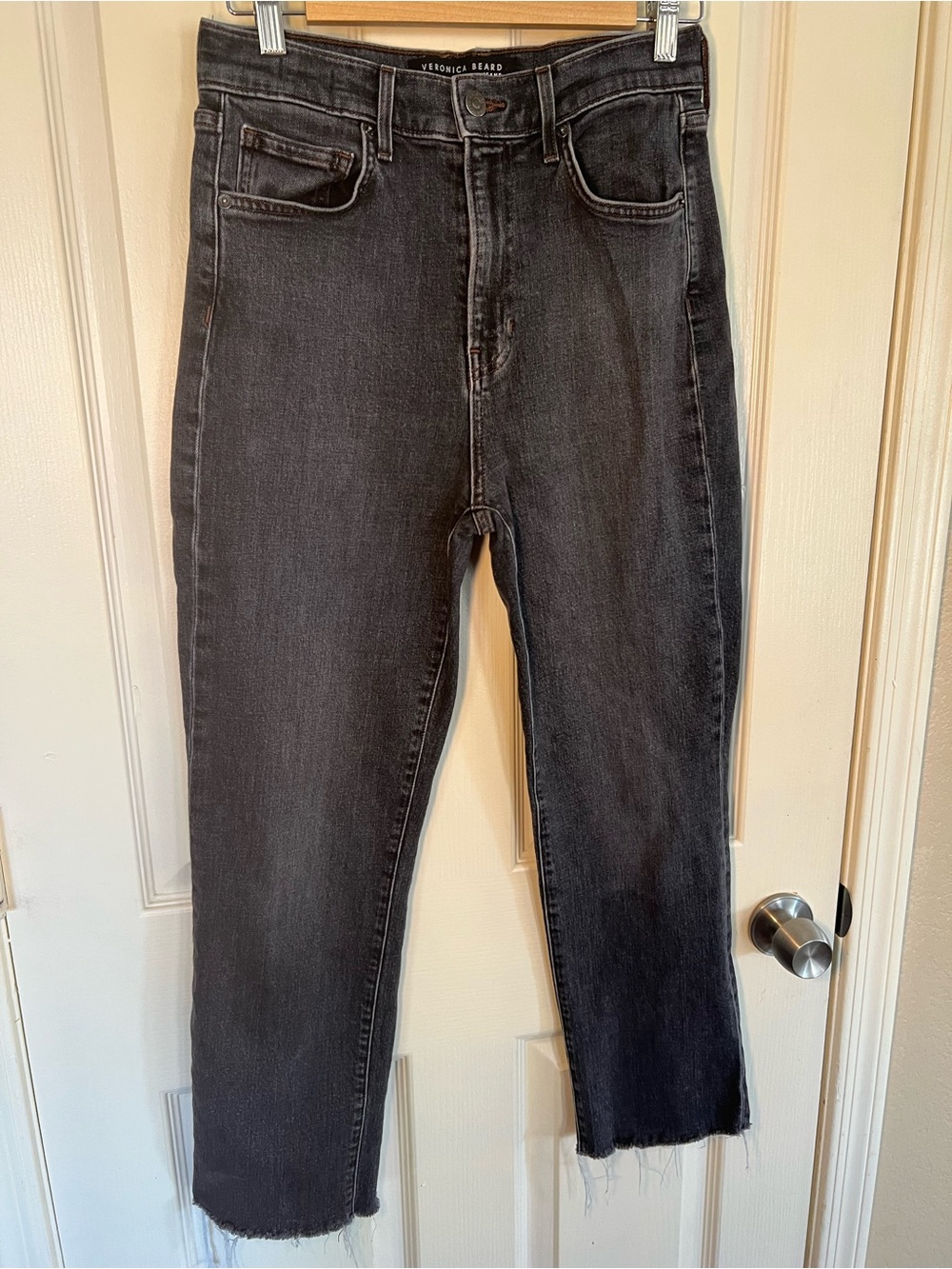 Veronica Beard Joey High Rise Straight Leg Jeans Vanishing Point Black Wash - Picture 6 of 8
